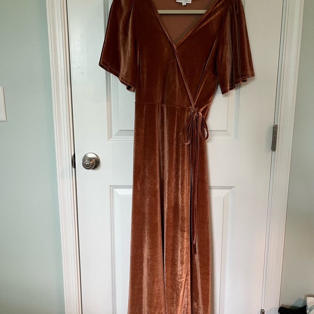 Elegant Brown Wrap Dress